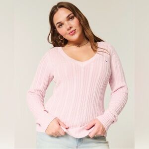 Hollister Cable-Knit Icon V-Neck Sweater